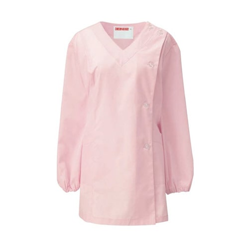 女子V衿調理衣 長袖 ピンク M 525−33 M
