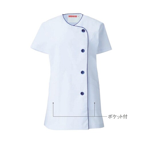 女子調理衣 半袖 ブルー M 662−31 M