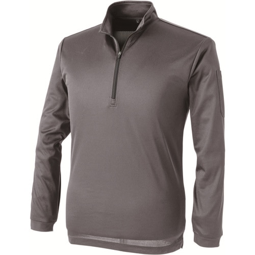 ZIP 長袖ポロシャツ C灰 L