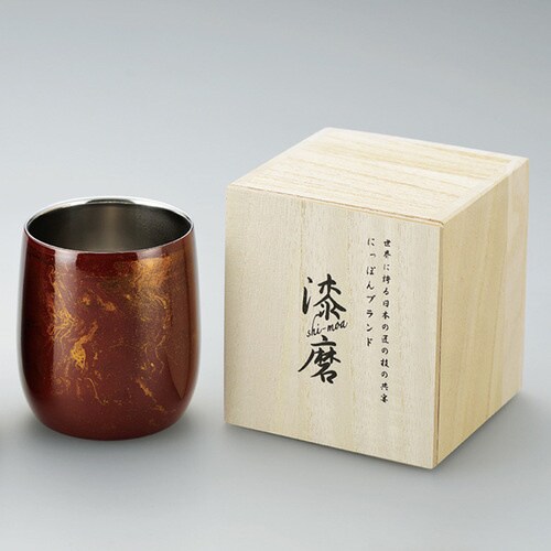 漆磨 2重構造ロックカップダルマ(赤漆流し)