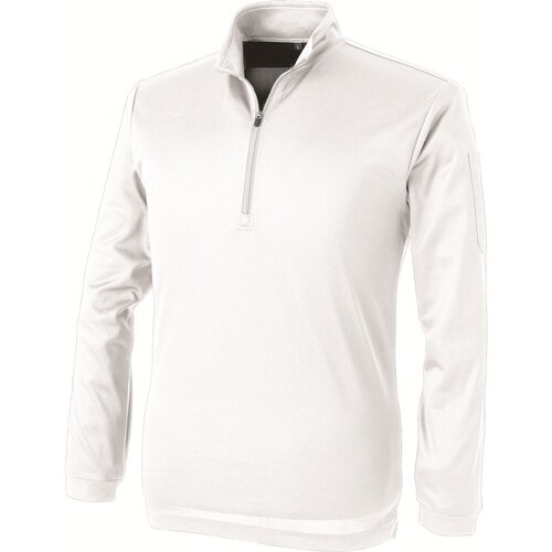 ZIP 長袖ポロシャツ シロ S
