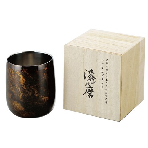 漆磨 2重構造ロックカップダルマ(黒漆流し)