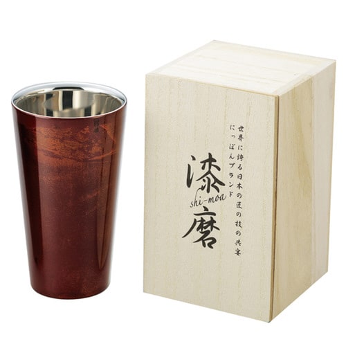 漆磨 2重構造ストレートカップ(赤漆流し)