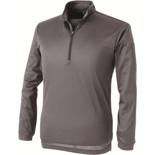 ZIP 長袖ポロシャツ C灰 S