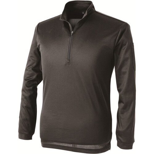 ZIP 長袖ポロシャツ クロ S