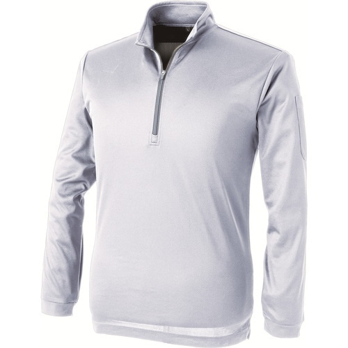 ZIP 長袖ポロシャツ 銀 M