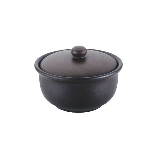 紫砂 湯碗(蓋付スープ)黒泥