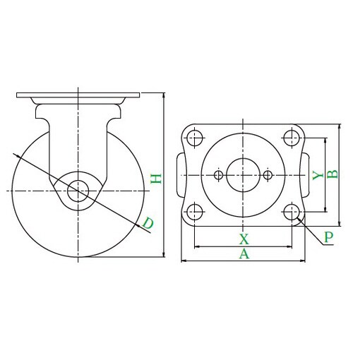 SGR型キャスター固定車プレート式