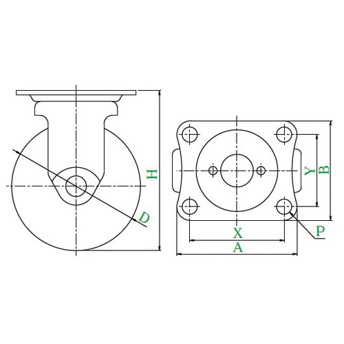 SGR型キャスター固定車プレート式