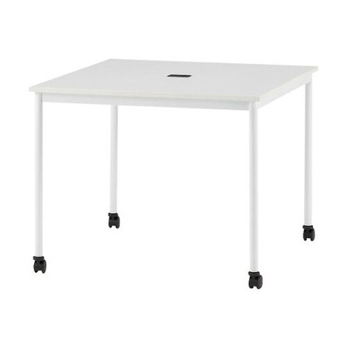 オフィスデスク角型キャスター付ホワイト