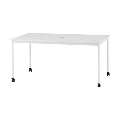 オフィスデスク角型キャスター付ホワイト