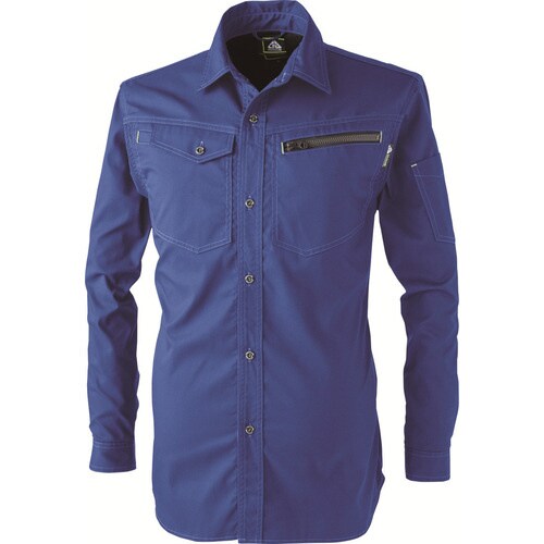 ドビー長袖シャツ ミッド 青 M