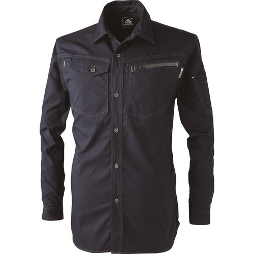 ドビー長袖シャツ 紺 黒 S