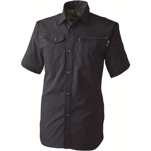 ドビー半袖シャツ 紺 黒 L