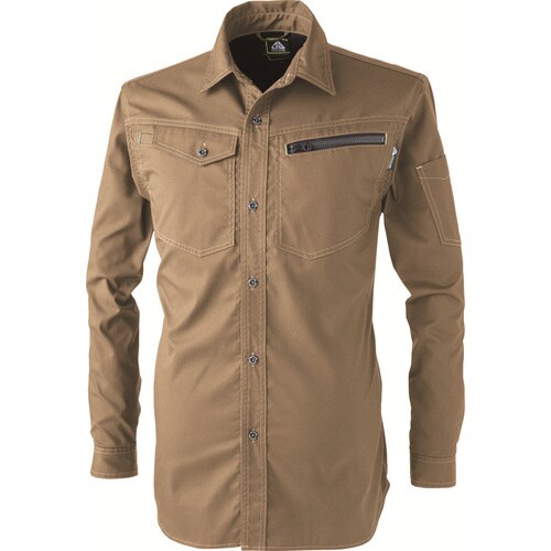 ドビー長袖シャツ カーキ 3L