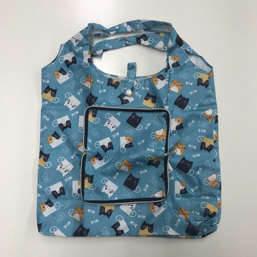おサイフ型エコバッグ ねこブルー