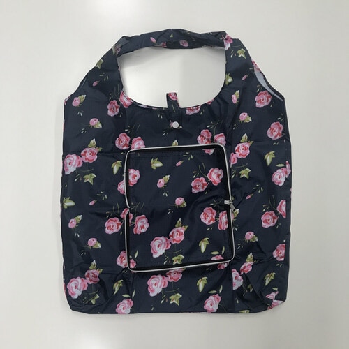 おサイフ型エコバッグBook 薔薇 ネイビー