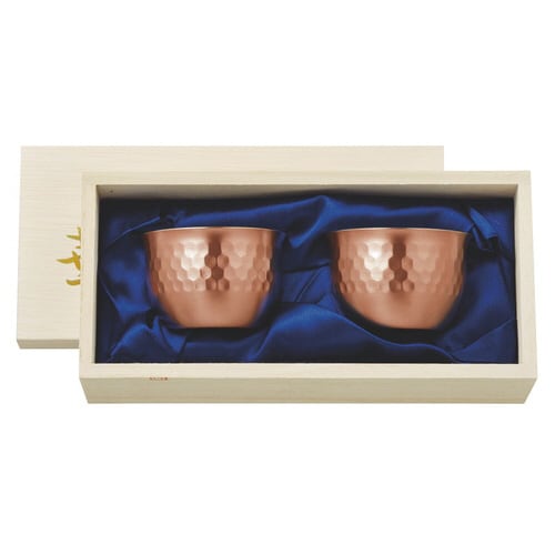 田辺 華ぐいのみ90ml槌目銅ミラー桐箱2set