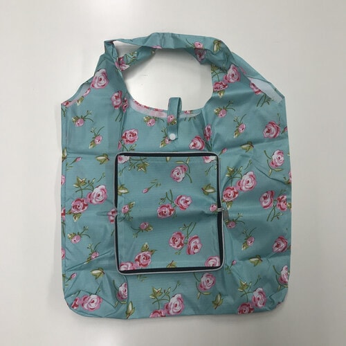 おサイフ型エコバッグBook 薔薇 ブルー