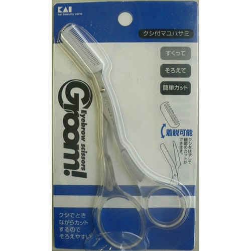 貝印Groom クシ付きマユハサミ クリア
