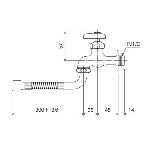 −JAN 自在水栓300mm フレキ付