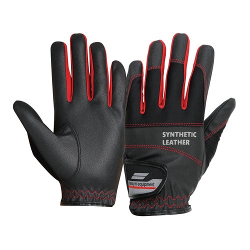 PU手袋 ライト ブラックxレッド M