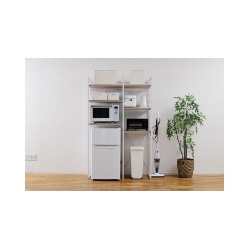 伸縮式家電収納ラックワイド コンセント付き