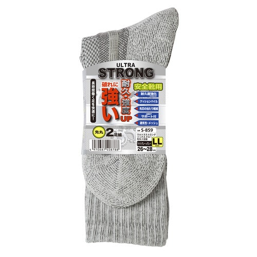 Sソックスクルー先丸2P L灰x灰 LL