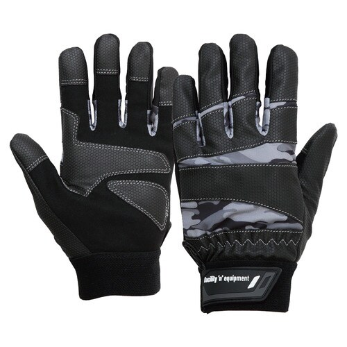 MF+PU手袋 ブラックxカモフラ M