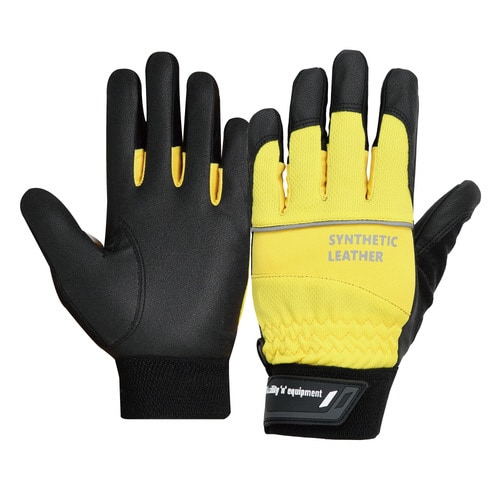 PU手袋 スタンダード 黒xイエロー L