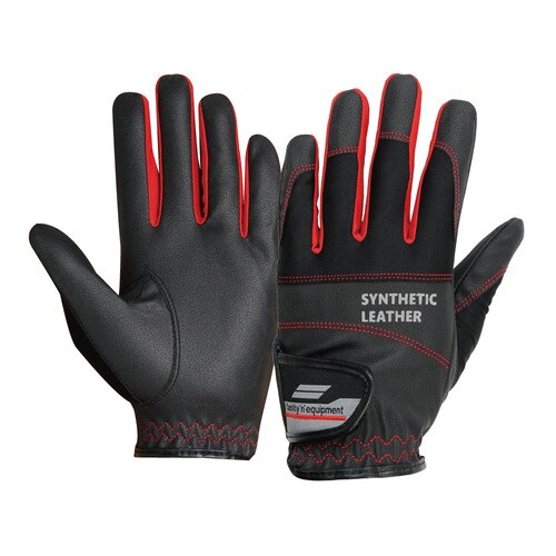 PU手袋 ライト ブラックxレッド L