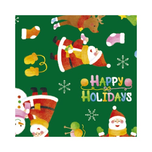 包装紙10枚ロール ウールサンタ緑 半才判