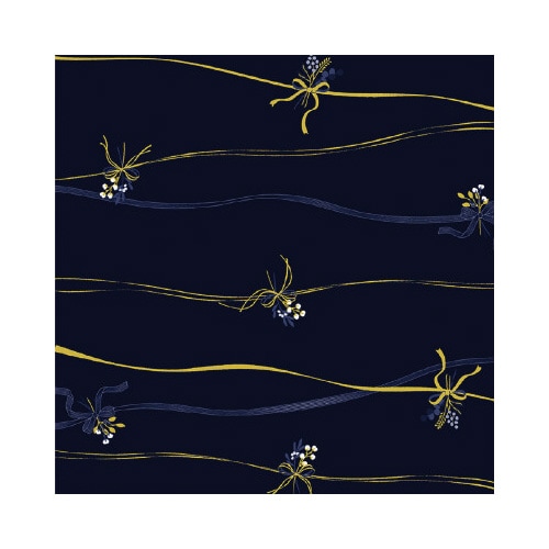 包装紙 リボンブーケ紺 全判