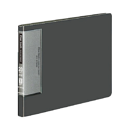 クリヤーブック固定式A5横20枚濃灰X3