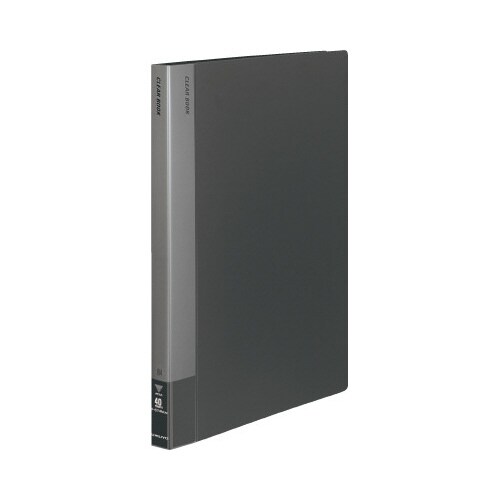 クリヤーブック固定式B4縦40枚ポケット 濃灰X3