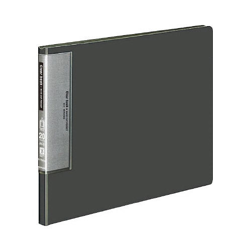 クリヤーブックウェーブカットA4横20P濃灰X3