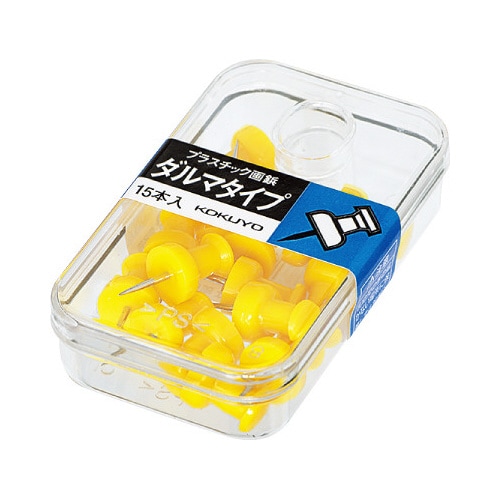 プラスチック画鋲 ダルマタイプ 15本 黄X5
