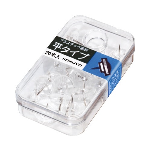 プラスチック画鋲平タイププラケース20本入透明X5