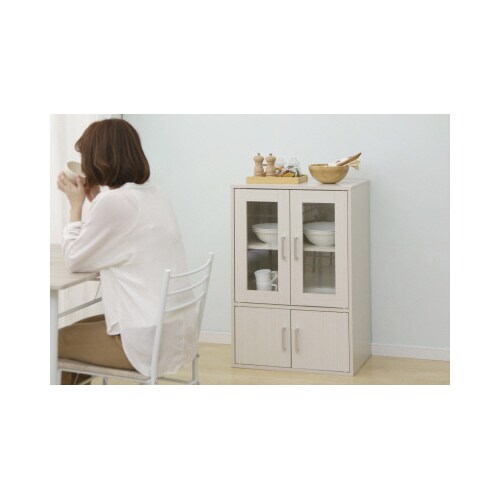 ガラスキャビネット オフホワイト