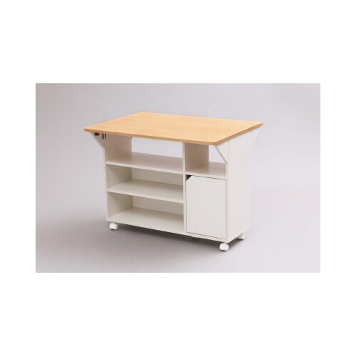 扉付きキッチンワゴン ビーチ/ホワイト