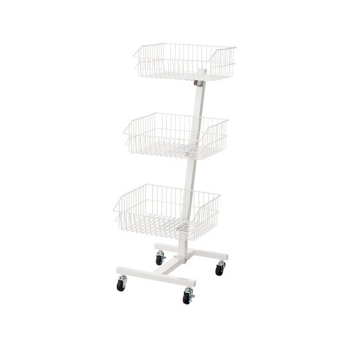 3段投げ込み角型バスケット 傾斜 ホワイト