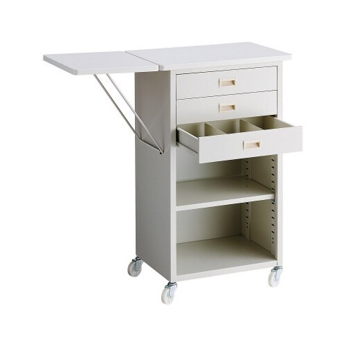 スチール製作業台 可動棚付き 白