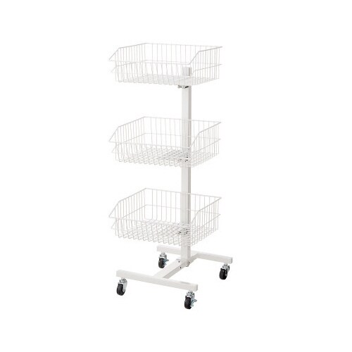 3段投げ込み角型バスケット 直列 ホワイト