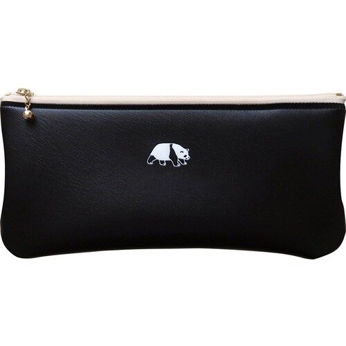 フラットペンケースワンポイントパンダブラックx2