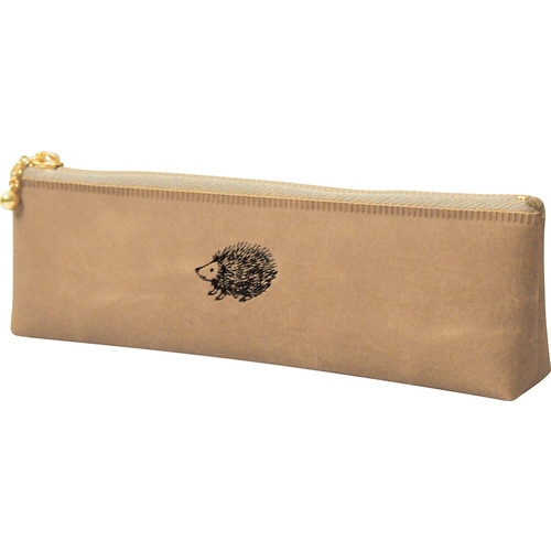 ペンケースワンポイントハリネズミキャメルx2