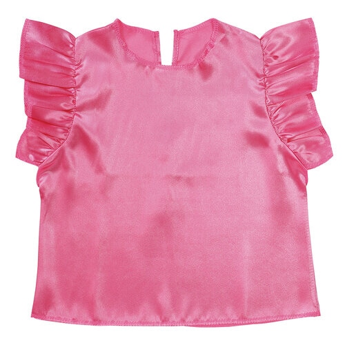 ソフトサテン フリフリシャツ 桃