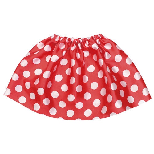 水玉ソフトサテンスカート 赤