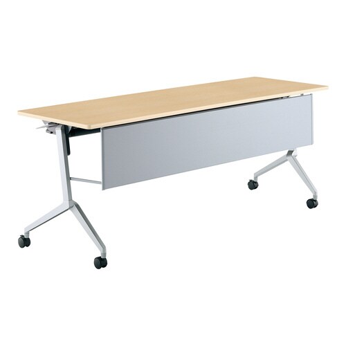 フラップ天板会議テーブル リーフライン 幕板・棚付