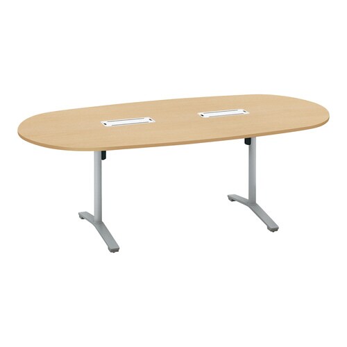 ビエナ 固定楕円天板配線付 塗装脚アジャスター