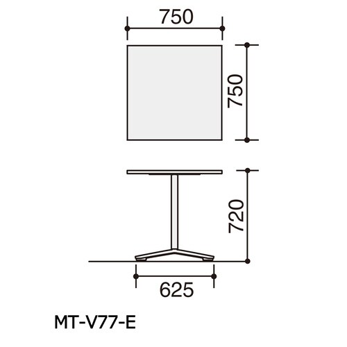 ビエナ 固定正方型天板 塗装脚アジャスター